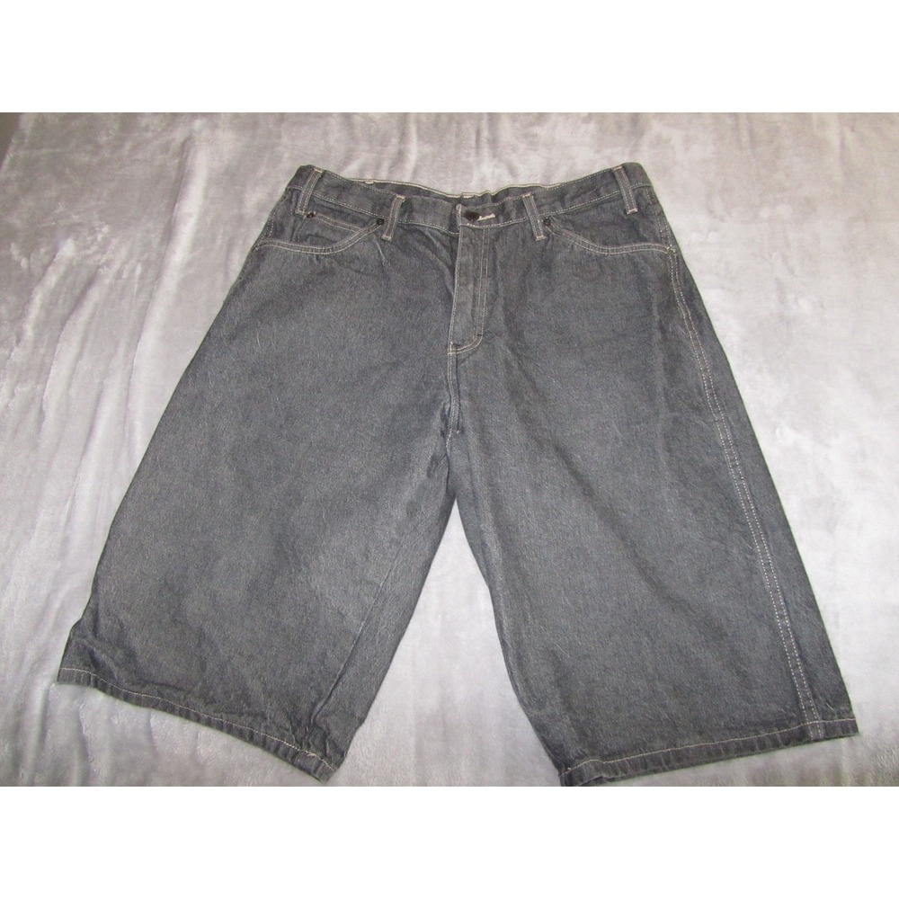 Dickies Mens Relaxed Fit Carpenter Shorts Black Denim Baggy Utility 36 Waist